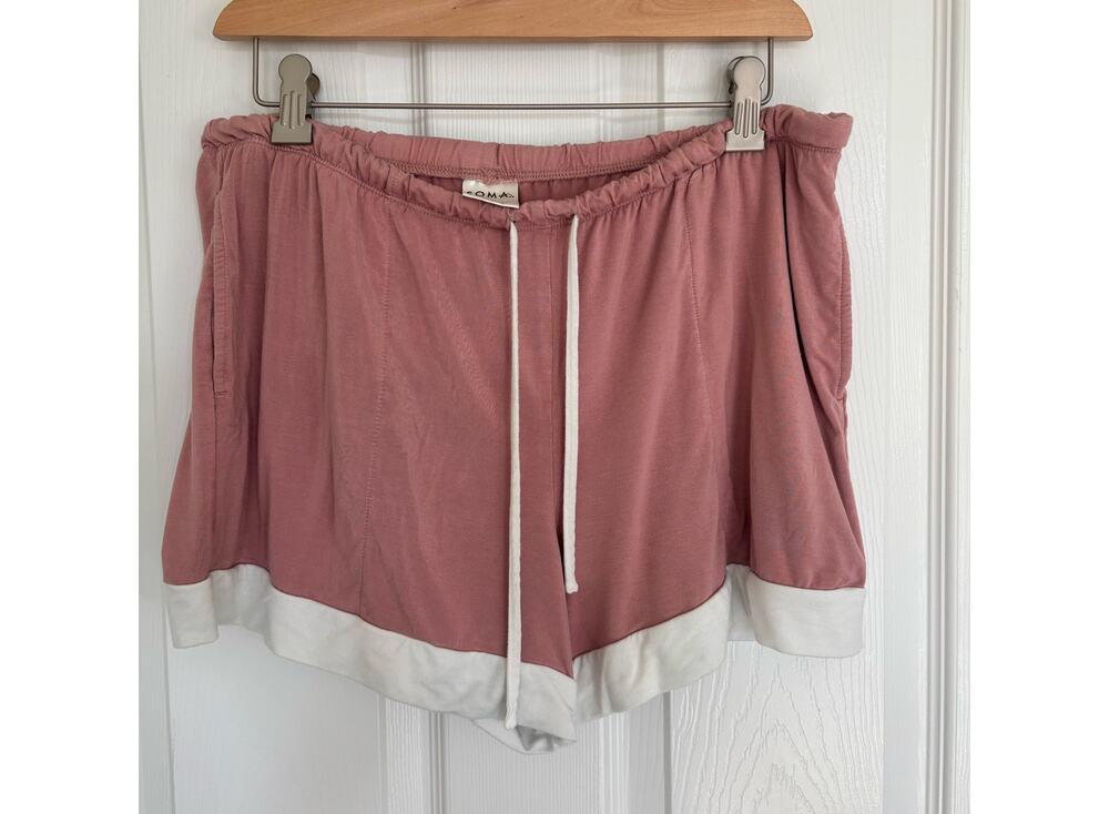 Soma Light Pink Elastic & Drawstring Waist Pajama Shorts White Trim Soft Medium
